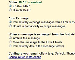 Дополнительные настройки IMAP из GMail Labs