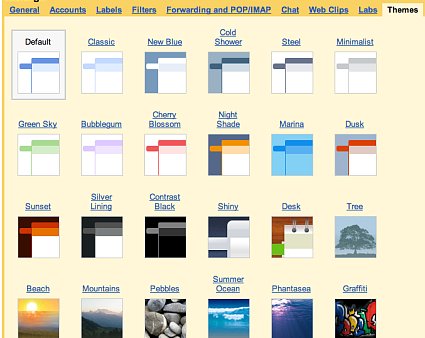 Темы в Gmail, красота спасет мир